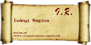 Iványi Regina névjegykártya